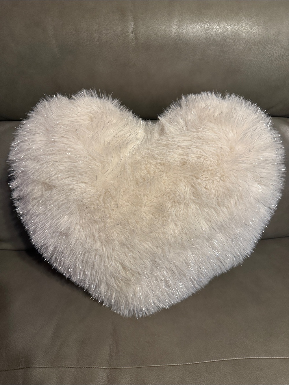 Cupcakes & Cashmere Heart-Shaped Faux Fur Throw Pillow - Cream
